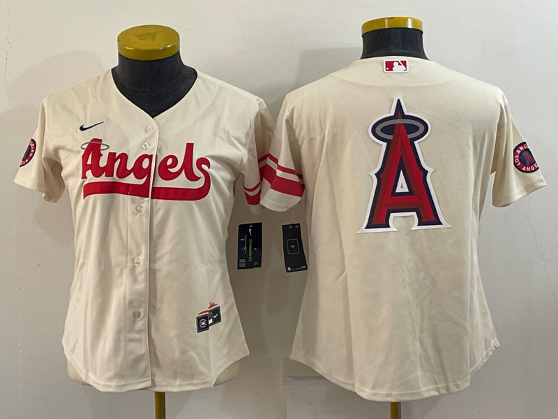 Youth Cream Los Angeles Angels 2022 City Connect Team Big Logo Stitched Jersey
